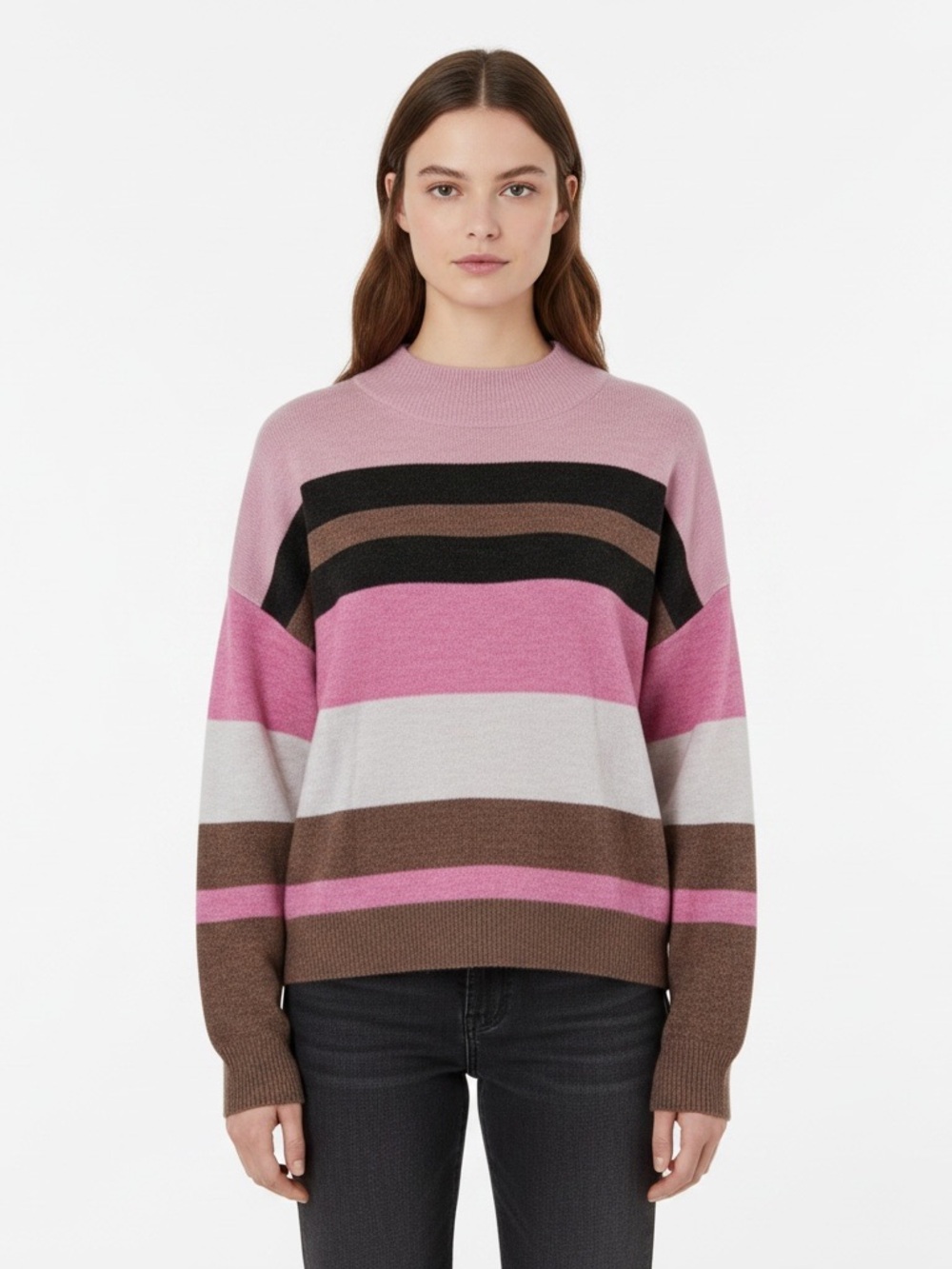 H&M | crew neck wool blend pullover sweater brown and pink size medium